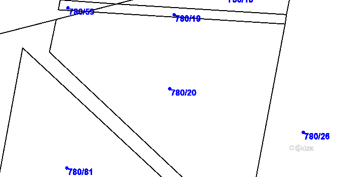 Parcela st. 780/20 v KÚ Předlice, Katastrální mapa