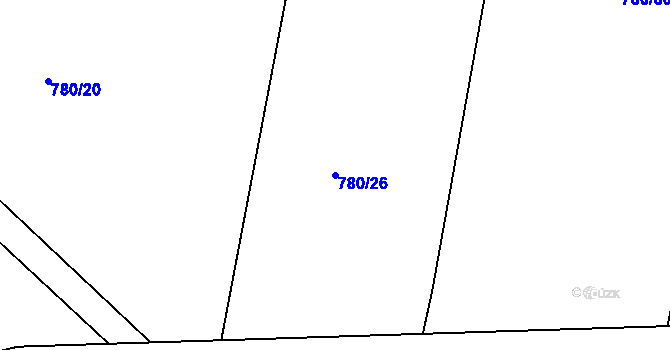 Parcela st. 780/26 v KÚ Předlice, Katastrální mapa