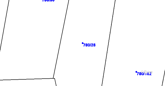 Parcela st. 780/28 v KÚ Předlice, Katastrální mapa