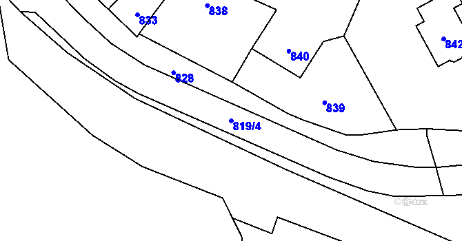 Parcela st. 819/4 v KÚ Předlice, Katastrální mapa