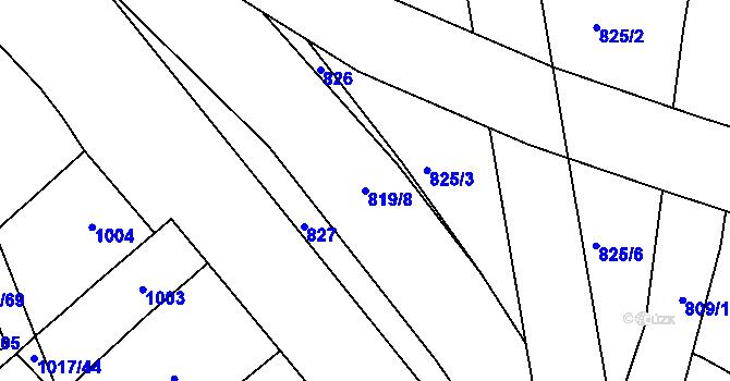 Parcela st. 819/8 v KÚ Předlice, Katastrální mapa