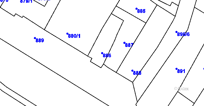 Parcela st. 886 v KÚ Předlice, Katastrální mapa