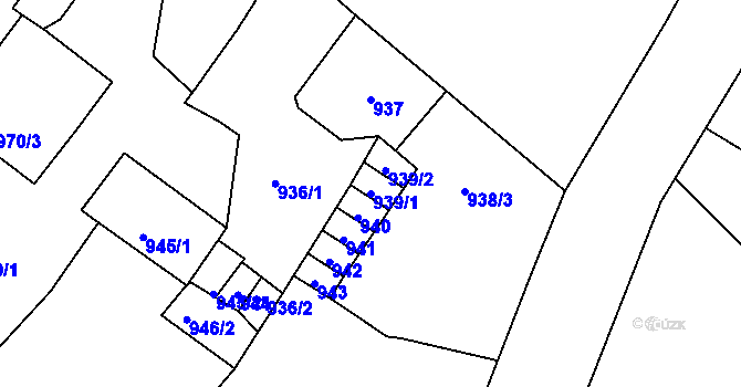 Parcela st. 939/1 v KÚ Předlice, Katastrální mapa