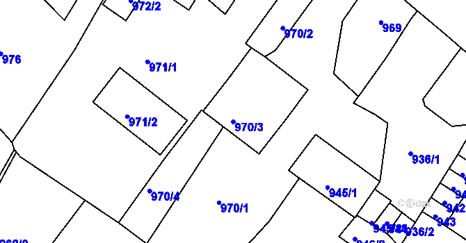Parcela st. 970/3 v KÚ Předlice, Katastrální mapa