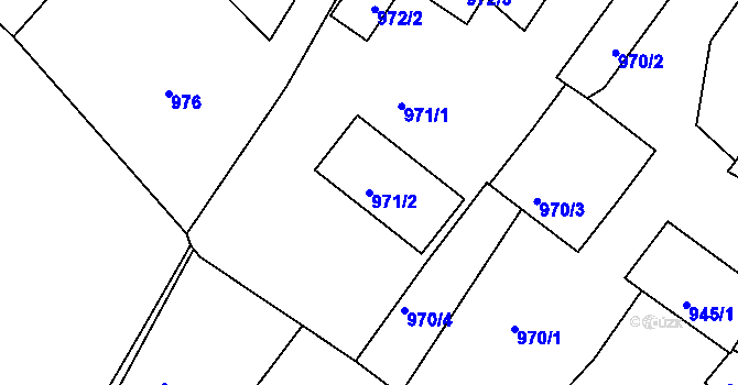 Parcela st. 971/2 v KÚ Předlice, Katastrální mapa