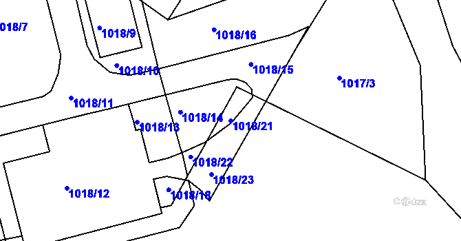 Parcela st. 1018/21 v KÚ Předlice, Katastrální mapa