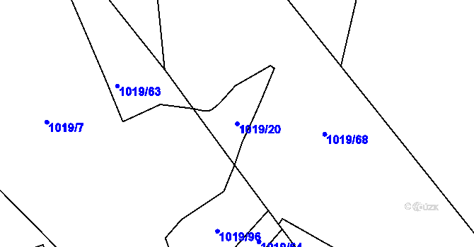 Parcela st. 1019/20 v KÚ Předlice, Katastrální mapa