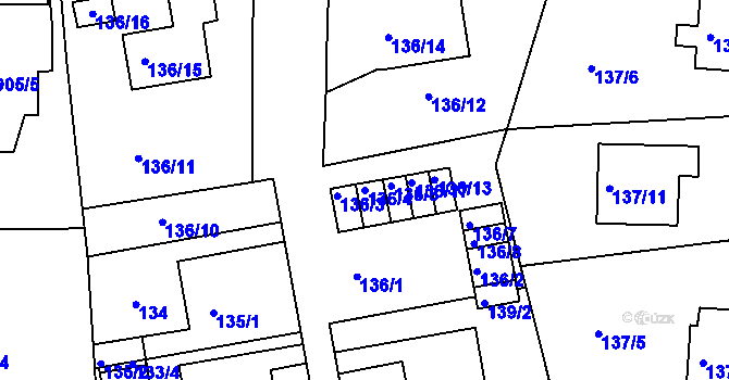 Parcela st. 136/4 v KÚ Klíše, Katastrální mapa