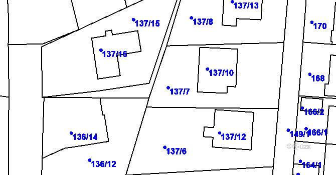 Parcela st. 137/7 v KÚ Klíše, Katastrální mapa