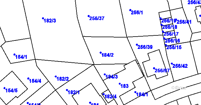 Parcela st. 184/2 v KÚ Klíše, Katastrální mapa