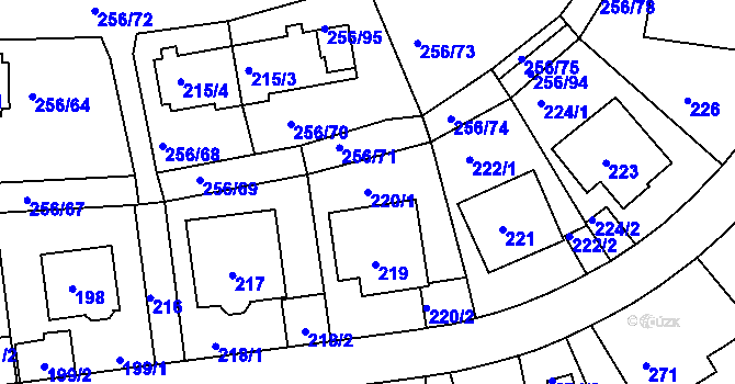 Parcela st. 220/1 v KÚ Klíše, Katastrální mapa