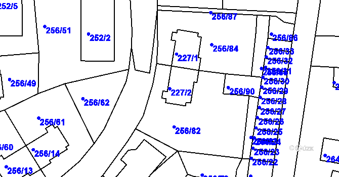 Parcela st. 227/2 v KÚ Klíše, Katastrální mapa
