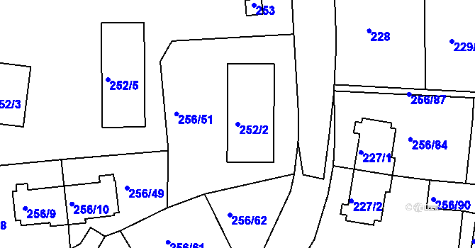 Parcela st. 252/2 v KÚ Klíše, Katastrální mapa