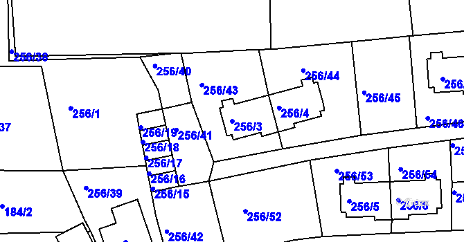 Parcela st. 256/3 v KÚ Klíše, Katastrální mapa