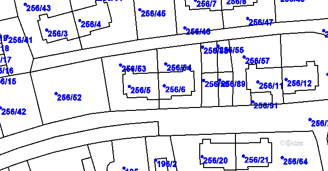 Parcela st. 256/6 v KÚ Klíše, Katastrální mapa