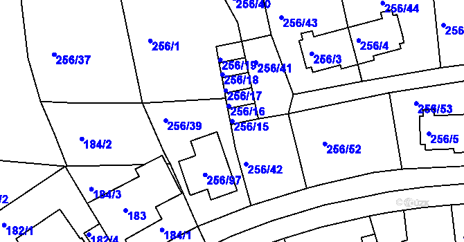 Parcela st. 256/15 v KÚ Klíše, Katastrální mapa