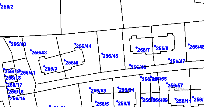 Parcela st. 256/45 v KÚ Klíše, Katastrální mapa