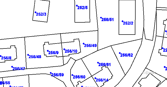 Parcela st. 256/49 v KÚ Klíše, Katastrální mapa
