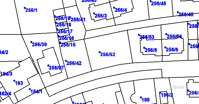 Parcela st. 256/52 v KÚ Klíše, Katastrální mapa