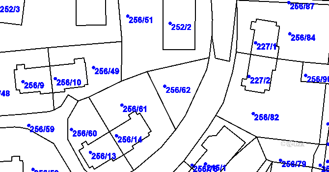 Parcela st. 256/62 v KÚ Klíše, Katastrální mapa