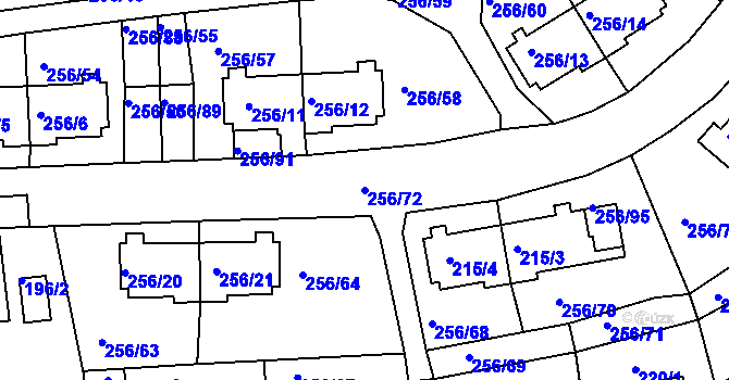 Parcela st. 256/72 v KÚ Klíše, Katastrální mapa