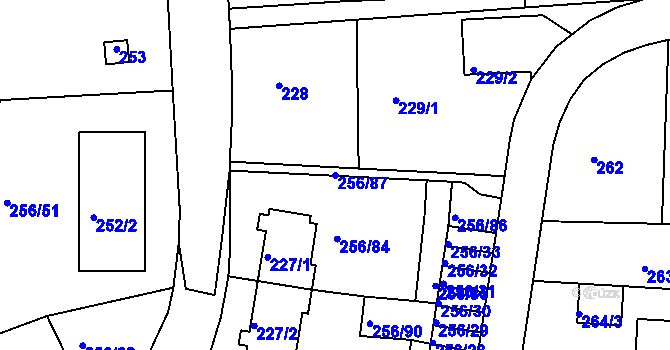 Parcela st. 256/87 v KÚ Klíše, Katastrální mapa
