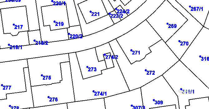 Parcela st. 274/2 v KÚ Klíše, Katastrální mapa