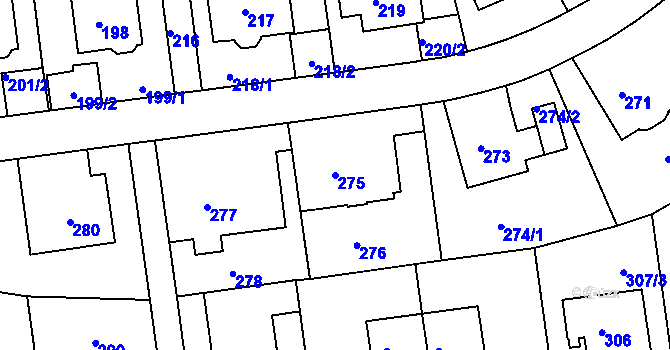 Parcela st. 275 v KÚ Klíše, Katastrální mapa