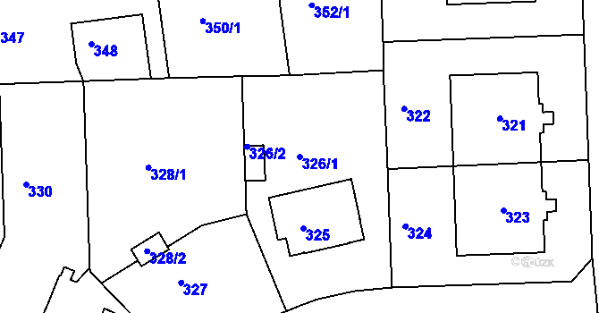 Parcela st. 326/1 v KÚ Klíše, Katastrální mapa