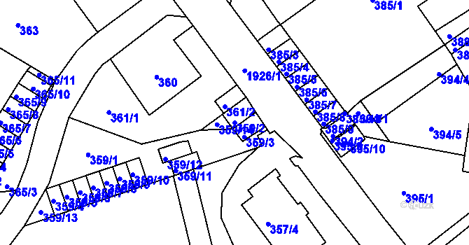 Parcela st. 359/2 v KÚ Klíše, Katastrální mapa