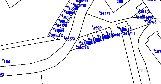 Parcela st. 359/4 v KÚ Klíše, Katastrální mapa