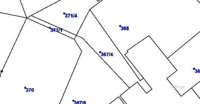 Parcela st. 367/4 v KÚ Klíše, Katastrální mapa