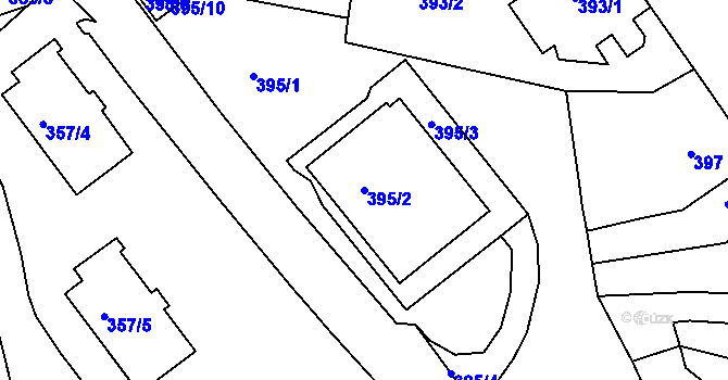 Parcela st. 395/2 v KÚ Klíše, Katastrální mapa