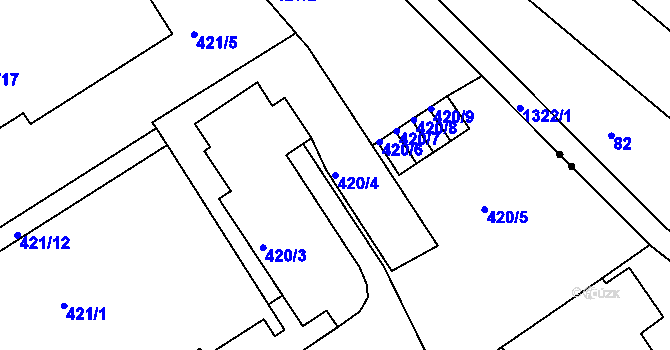 Parcela st. 420/4 v KÚ Klíše, Katastrální mapa