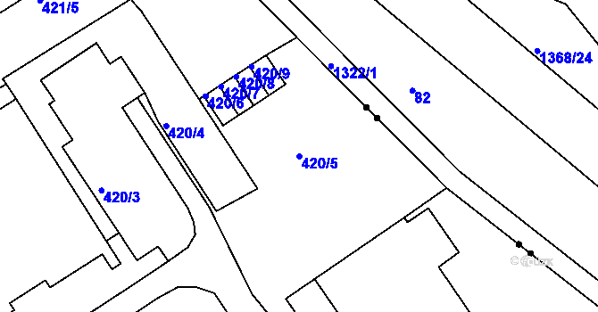 Parcela st. 420/5 v KÚ Klíše, Katastrální mapa