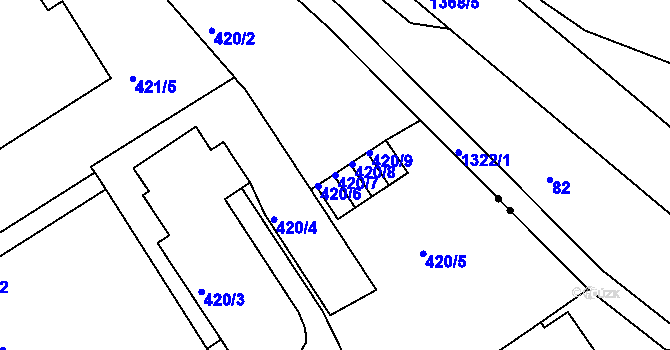Parcela st. 420/7 v KÚ Klíše, Katastrální mapa