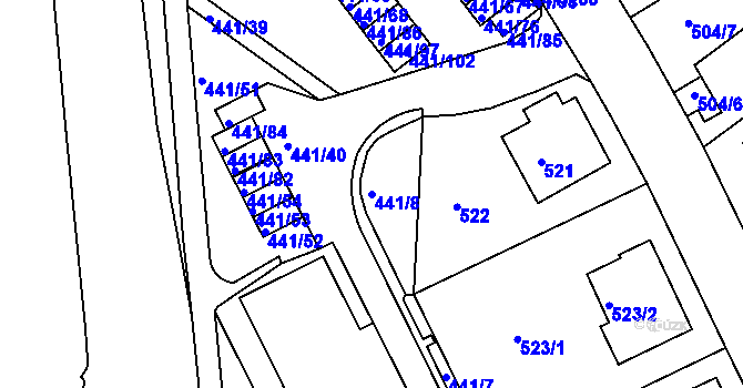 Parcela st. 441/8 v KÚ Klíše, Katastrální mapa
