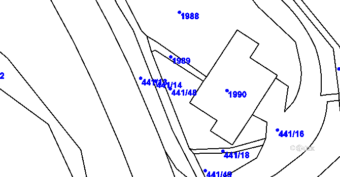 Parcela st. 441/48 v KÚ Klíše, Katastrální mapa
