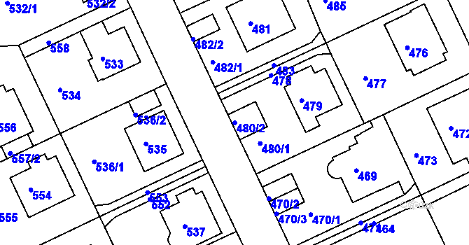 Parcela st. 480/2 v KÚ Klíše, Katastrální mapa
