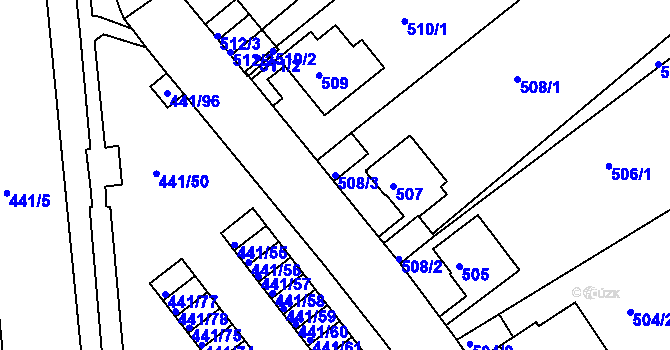 Parcela st. 508/3 v KÚ Klíše, Katastrální mapa