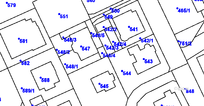 Parcela st. 548/4 v KÚ Klíše, Katastrální mapa