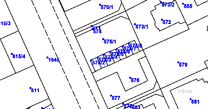 Parcela st. 575/4 v KÚ Klíše, Katastrální mapa