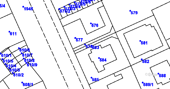 Parcela st. 578 v KÚ Klíše, Katastrální mapa