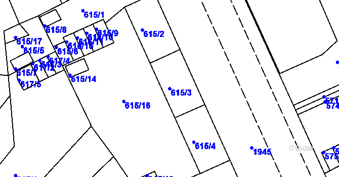 Parcela st. 615/3 v KÚ Klíše, Katastrální mapa