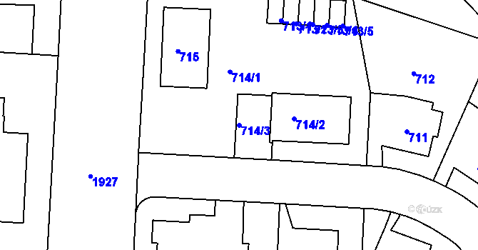 Parcela st. 714/3 v KÚ Klíše, Katastrální mapa