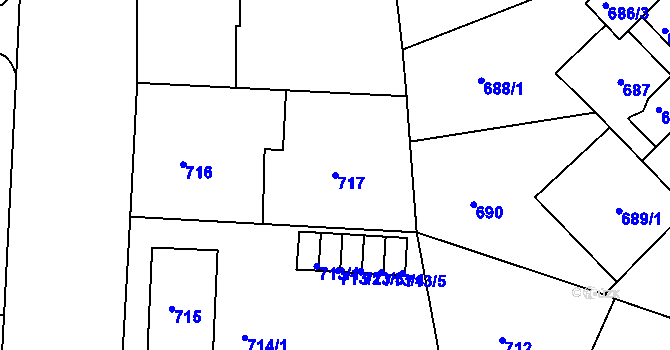 Parcela st. 717 v KÚ Klíše, Katastrální mapa