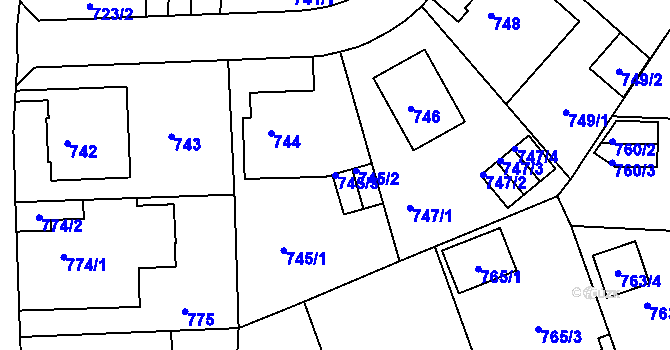 Parcela st. 745/3 v KÚ Klíše, Katastrální mapa
