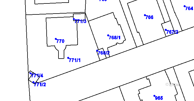 Parcela st. 768/2 v KÚ Klíše, Katastrální mapa