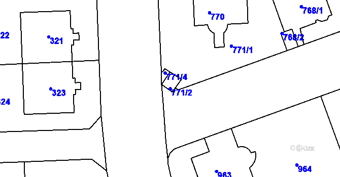 Parcela st. 771/2 v KÚ Klíše, Katastrální mapa