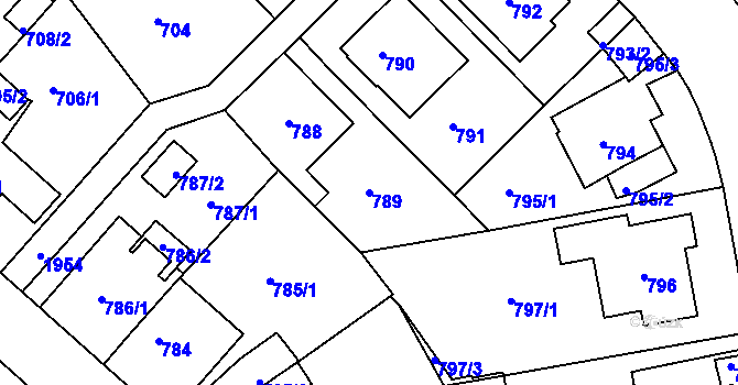 Parcela st. 789 v KÚ Klíše, Katastrální mapa
